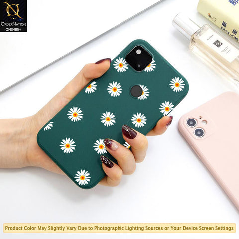 Google Pixel 5 Cover - ONation Daisy Series - HQ Liquid Silicone Elegant Colors Camera Protection Soft Case