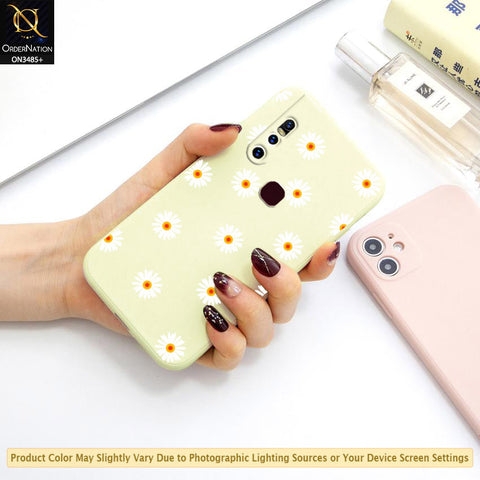 Vivo V15 Cover - ONation Daisy Series - HQ Liquid Silicone Elegant Colors Camera Protection Soft Case