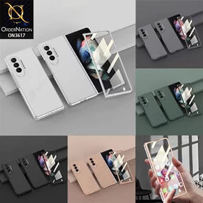 Samsung Galaxy Z Fold 4 5G Cover - Rose Gold - 360 Full Screen Protection Tempered Glass Hard Case PC Matte Cover