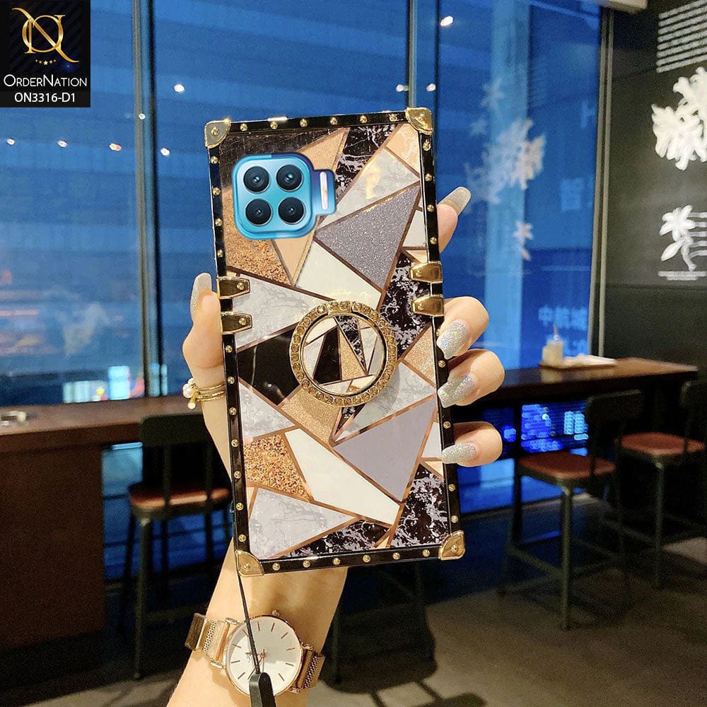 Oppo Reno 4 Lite Cover - Design 1 - Smart Mosaic Marble and Glitter Trunk Style Soft Case Without Strap
