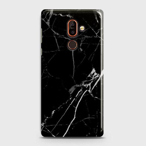 Nokia 7 Plus - Black Modern Classic Marble Printed Hard