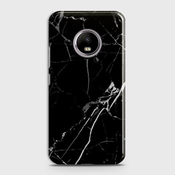 Motorola E4 Plus - Black Modern Classic Marble Printed Hard Case