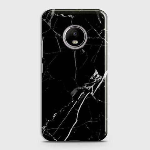 Motorola E4 Plus - Black Modern Classic Marble Printed Hard Case