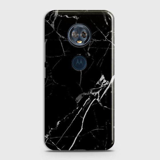 Motorola E5 Plus - Black Modern Classic Marble Printed Hard Case