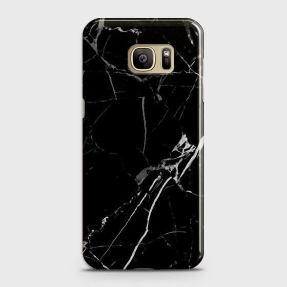 Samsung Galaxy S7 - Black Modern Classic Marble Printed Hard Case b66