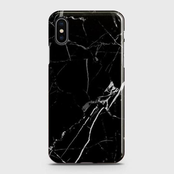 iPhone XS - Black Modern Classic Marble Printed Hard Case