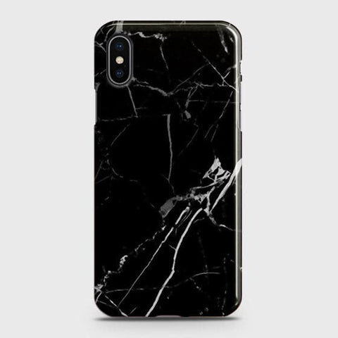 iPhone XS - Black Modern Classic Marble Printed Hard Case