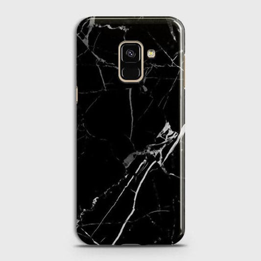 Samsung A8 Plus 2018 - Black Modern Classic Marble Printed Hard Case ( Fast Delivery )
