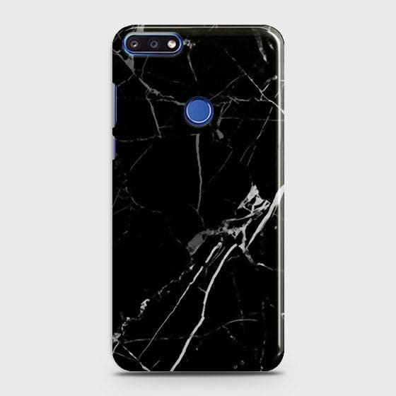 Huawei Y7 Prime 2018 - Black Modern Classic Marble Printed Hard Case