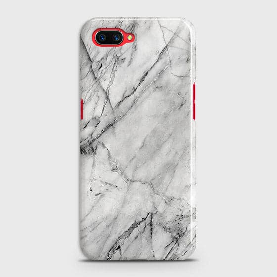 Oppo A3S Cover - Matte Finish - Trendy White Floor Marble Printed Hard Case with Life Time Colors Guarantee - D2