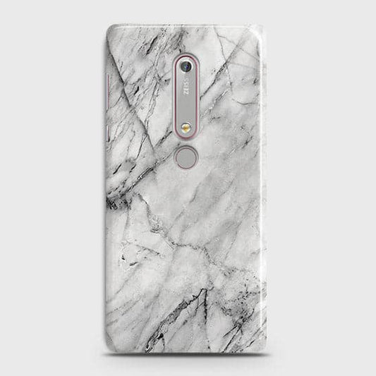 Nokia 6.1 Cover - Matte Finish - Trendy White Floor Marble Printed Hard Case with Life Time Colors Guarantee - D2