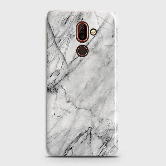 Nokia 7 Plus Cover - Matte Finish - Trendy White Floor Marble Printed Hard Case with Life Time Colors Guarantee - D2