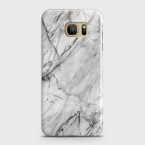 Samsung Galaxy S7 Edge Cover - Matte Finish - Trendy White Floor Marble Printed Hard Case with Life Time Colors Guarantee - D2