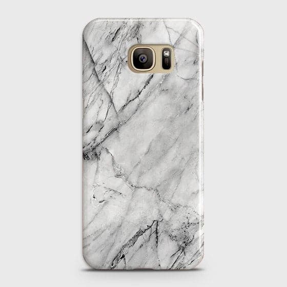 Samsung Galaxy S7 Cover - Matte Finish - Trendy White Floor Marble Printed Hard Case with Life Time Colors Guarantee - D2