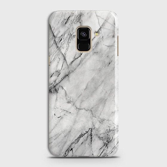 Samsung A8 2018 Cover - Matte Finish - Trendy White Floor Marble Printed Hard Case with Life Time Colors Guarantee - D2 b-70