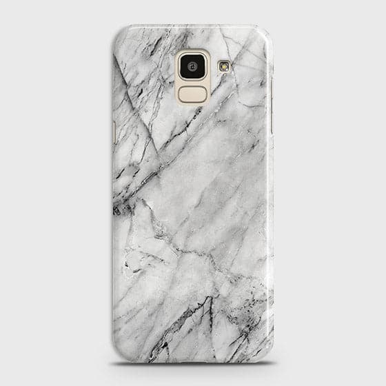Samsung J6 2018 Cover - Matte Finish - Trendy White Floor Marble Printed Hard Case with Life Time Colors Guarantee - D2