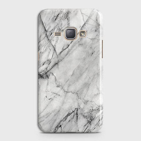 Samsung Galaxy J1 2016 / J120 Cover - Matte Finish - Trendy White Floor Marble Printed Hard Case with Life Time Colors Guarantee - D2
