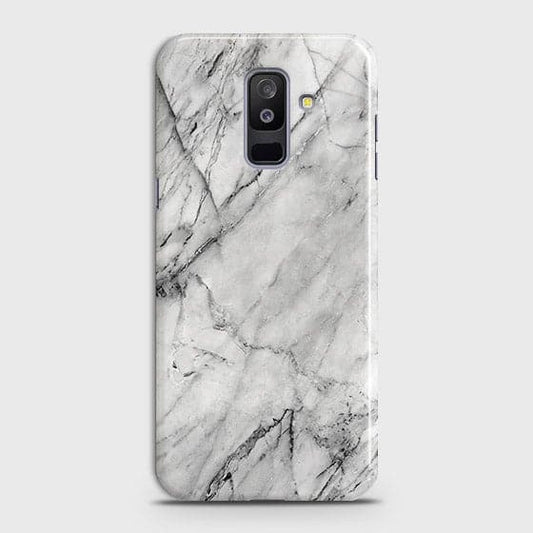 Samsung Galaxy J8 2018 Cover - Matte Finish - Trendy White Floor Marble Printed Hard Case with Life Time Colors Guarantee - D2