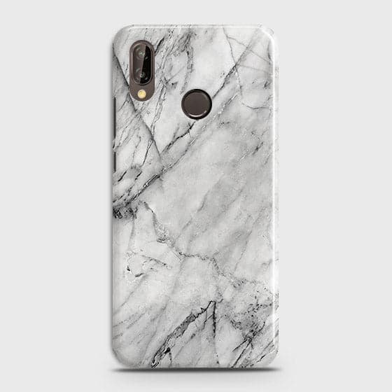 Huawei P20 Lite Cover - Matte Finish - Trendy White Floor Marble Printed Hard Case with Life Time Colors Guarantee - D2