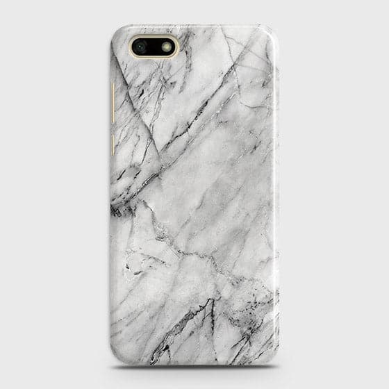 Huawei Y5 Prime 2018 Cover - Matte Finish - Trendy White Floor Marble Printed Hard Case with Life Time Colors Guarantee - D2