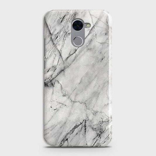 Huawei Y7 Prime 2017 Cover - Matte Finish - Trendy White Floor Marble Printed Hard Case with Life Time Colors Guarantee - D2