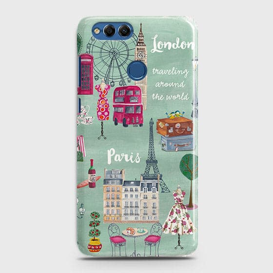 Huawei Honor 7X Cover - Matte Finish - London, Paris, New York Modern Printed Hard Case Life Time Colors Guarantee