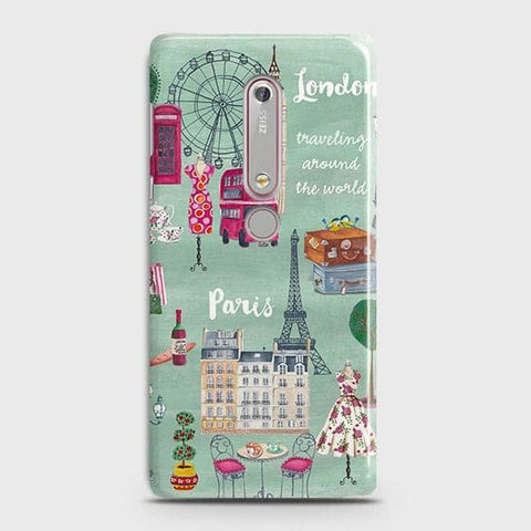 Nokia 6.1 Cover - Matte Finish - London, Paris, New York Modern Printed Hard Case With Life Time Colors Guarantee(1)