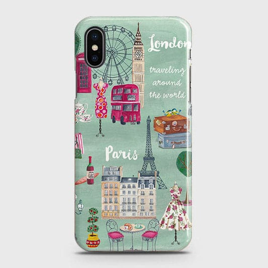 iPhone XS Cover - Matte Finish - London, Paris, New York Modern Printed Hard Case Life Time Colors Guarantee