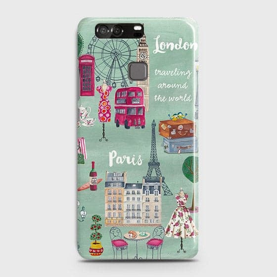 Huawei P9 Cover - Matte Finish - London, Paris, New York Modern Printed Hard Case Life Time Colors Guarantee