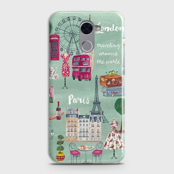 Huawei Y7 Prime 2017 Cover - Matte Finish - London, Paris, New York Modern Printed Hard Case Life Time Colors Guarantee