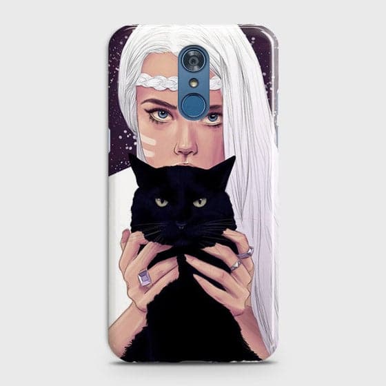 LG Q7 - Trendy Wild Black Cat Printed Hard Case With Life Time Colors Guarantee