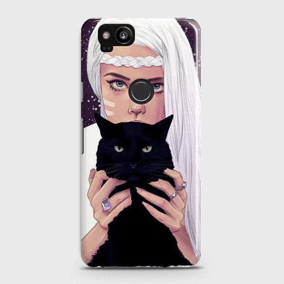 Google Pixel 2 - Trendy Wild Black Cat Printed Hard Case With Life Time Colors Guarantee