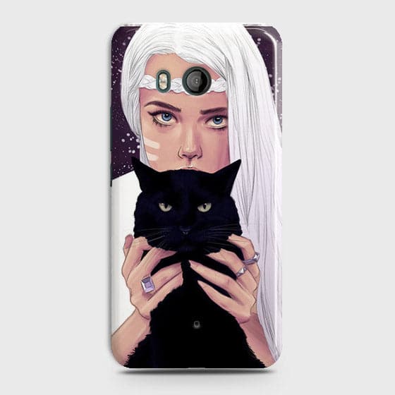 HTC U11 - Trendy Wild Black Cat Printed Hard Case With Life Time Colors Guarantee