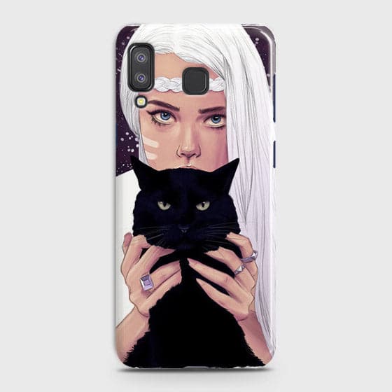 Samsung A8 Star - Trendy Wild Black Cat Printed Hard Case With Life Time Colors Guarantee