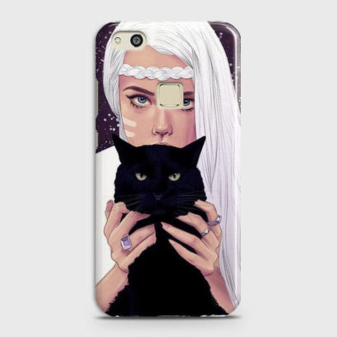 Huawei P10 Lite - Trendy Wild Black Cat Printed Hard Case With Life Time Colors Guarantee