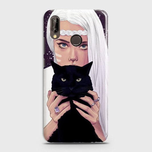 Huawei P20 Lite - Trendy Wild Black Cat Printed Hard Case With Life Time Colors Guarantee