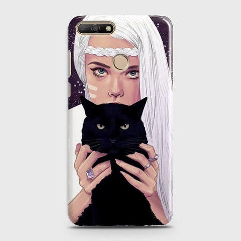 Huawei Y7 2018 - Trendy Wild Black Cat Printed Hard Case With Life Time Colors Guarantee