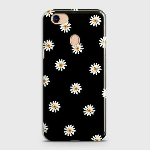 Oppo F5 / F5 Youth Cover - Matte Finish - White Bloom Flowers with Black Background Printed Hard Case With Life Time Colors Guarantee