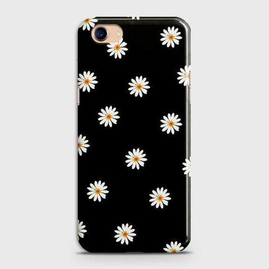 Oppo A83 Cover - Matte Finish - White Bloom Flowers with Black Background Printed Hard Case With Life Time Colors Guarantee b-68