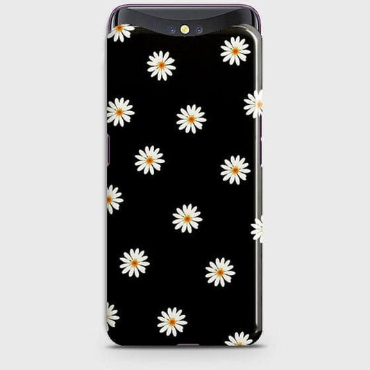 Oppo Find X Cover - Matte Finish - White Bloom Flowers with Black Background Printed Hard Case With Life Time Colors Guarantee