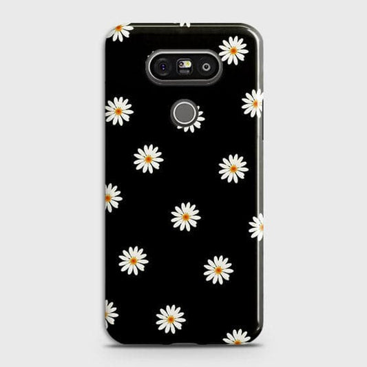 LG G5 Cover - Matte Finish - White Bloom Flowers with Black Background Printed Hard Case With Life Time Colors Guarantee