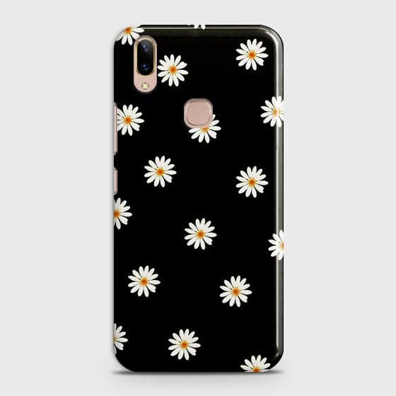 Vivo V9 / V9 Youth Cover - Matte Finish - White Bloom Flowers with Black Background Printed Hard Case With Life Time Colors Guarantee