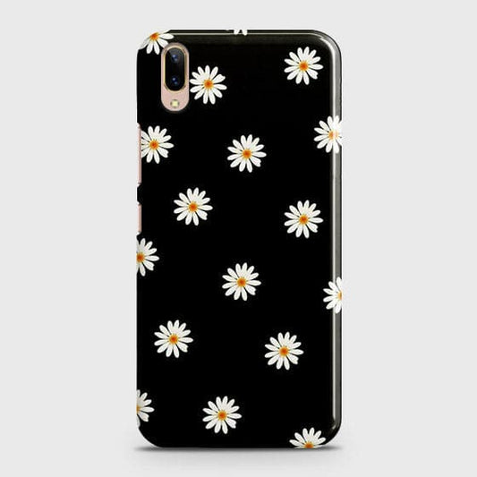 Vivo V11 Pro Cover - Matte Finish - White Bloom Flowers with Black Background Printed Hard Case With Life Time Colors Guarantee