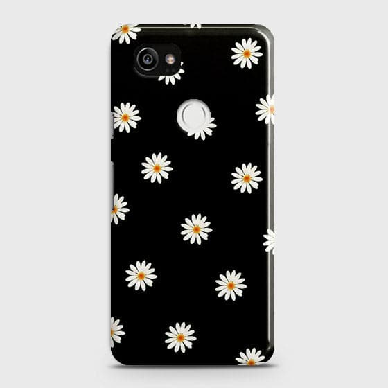 Google Pixel 2 XL Cover - Matte Finish - White Bloom Flowers with Black Background Printed Hard Case With Life Time Colors Guarante