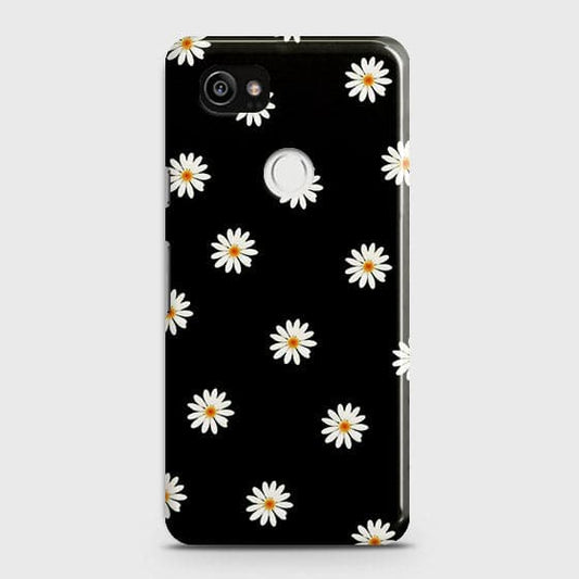 Google Pixel 2 XL Cover - Matte Finish - White Bloom Flowers with Black Background Printed Hard Case With Life Time Colors Guarante