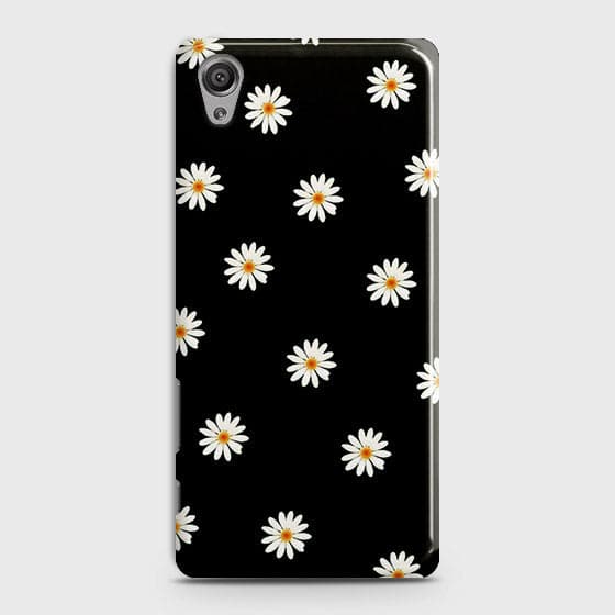 Sony Xperia XA Cover - Matte Finish - White Bloom Flowers with Black Background Printed Hard Case With Life Time Colors Guarantee