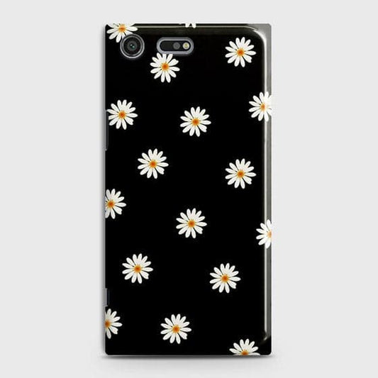 Sony Xperia XZ Premium Cover - Matte Finish - White Bloom Flowers with Black Background Printed Hard Case With Life Time Colors Guarantee