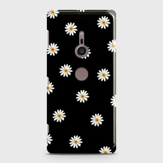 Sony Xperia XZ2 Cover - Matte Finish - White Bloom Flowers with Black Background Printed Hard Case With Life Time Colors Guarantee