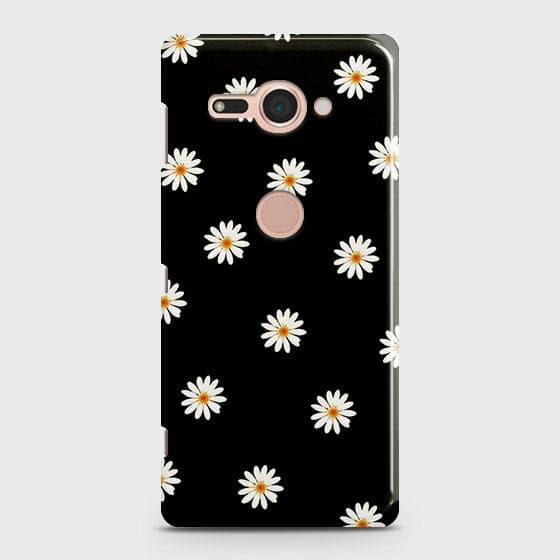 Sony Xperia XZ2 Compact Cover - Matte Finish - White Bloom Flowers with Black Background Printed Hard Case With Life Time Colors Guarantee