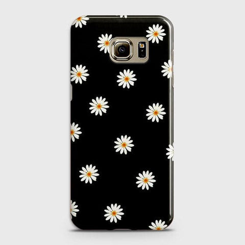 Samsung Galaxy S6 Cover - White Bloom Flowers with Black Background Printed Hard Case With Life Time Colors Guarantee